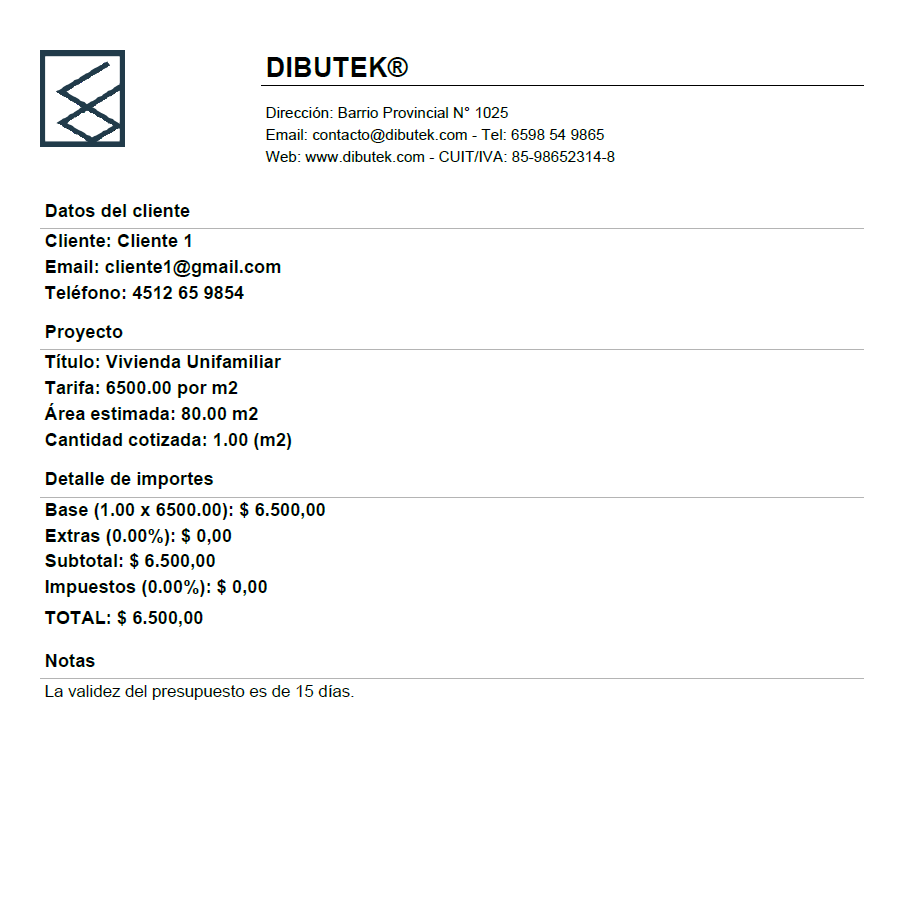 Presupuesto PDF DIBUTEK